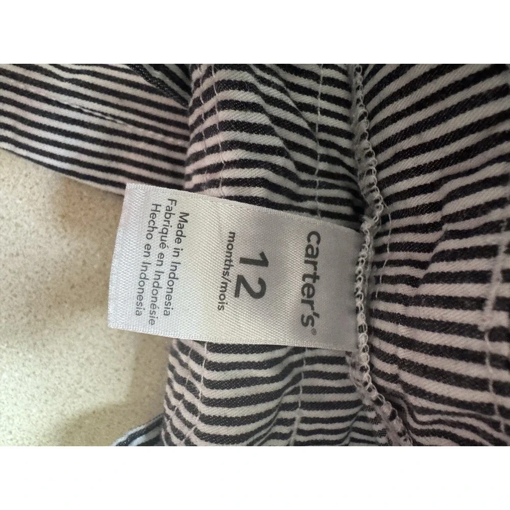 Carters Baby 12 Months Carpenter Conductor Blue Striped Vestbak Overalls